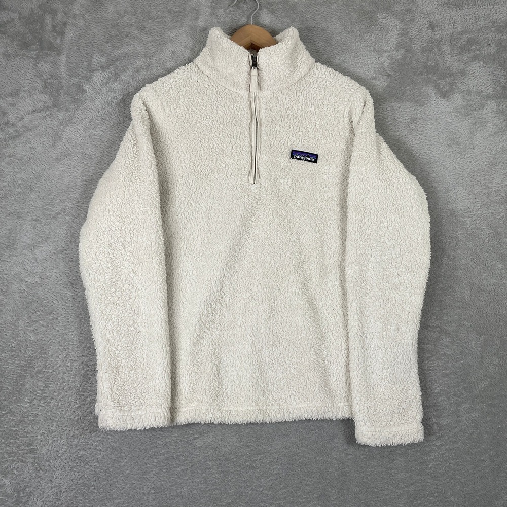 Patagonia Los Gatos 1/4 Zip Fleece Womens Small White Pullover Jacket High‎ Pile